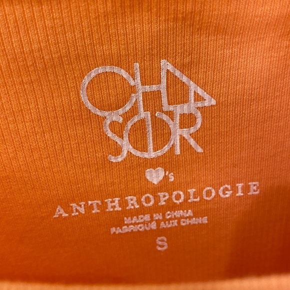 Anthro Chaser Orange Cream Ribbed Long Sleeve Swoop Size Small - Picture 3 of 4